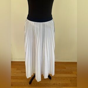 Banana Republic White and Navy-striped A-Line Skirt
